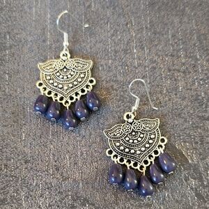 Chic Silver and Purple Dangle Earrings